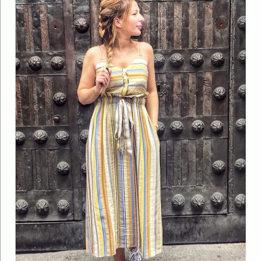 GORGEOUS ZARA NWT Midi Stripe Dress w Pockets - Picture 6 of 8